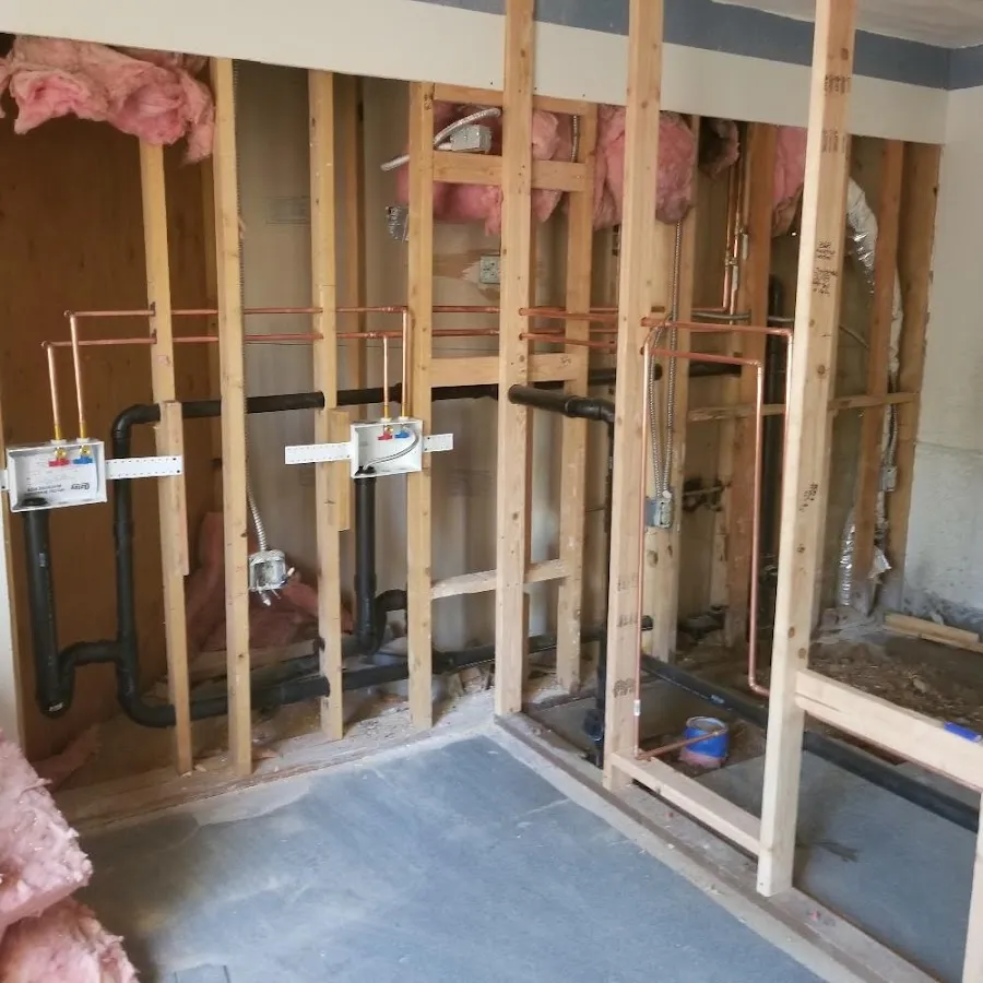 Copper pipe rough-in and plumbing installation in Madison